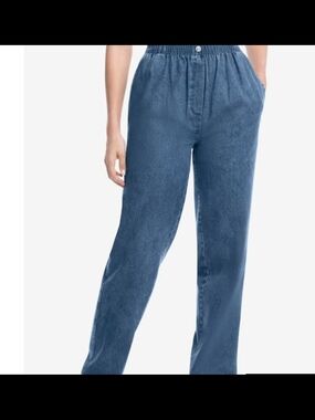 Woman Within Relaxed Straight-Leg Jeans in Classic Blue